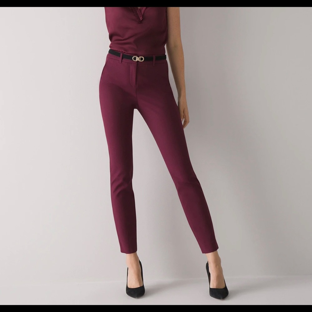 White House Black Market Burgundy Slim Ankle Pants